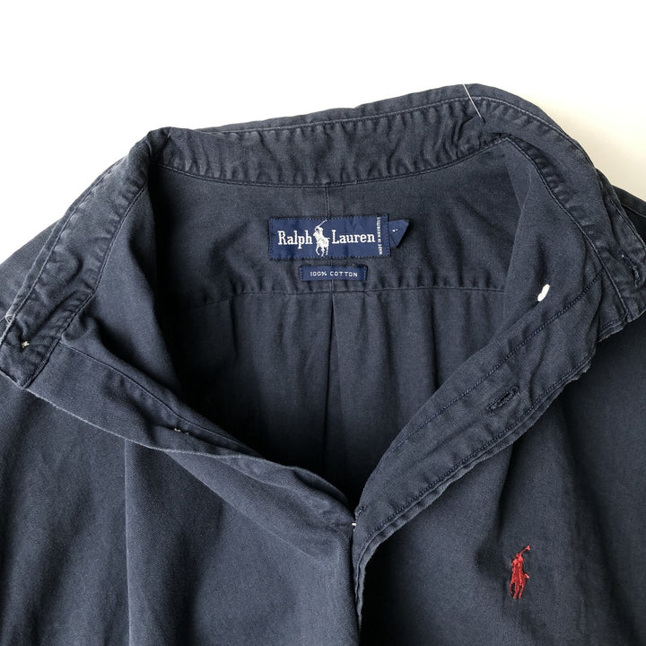 Ralph Lauren short-sleeved button-down shirt, men's size XL (approx.). cotton navy blue type Vintage Second Hand