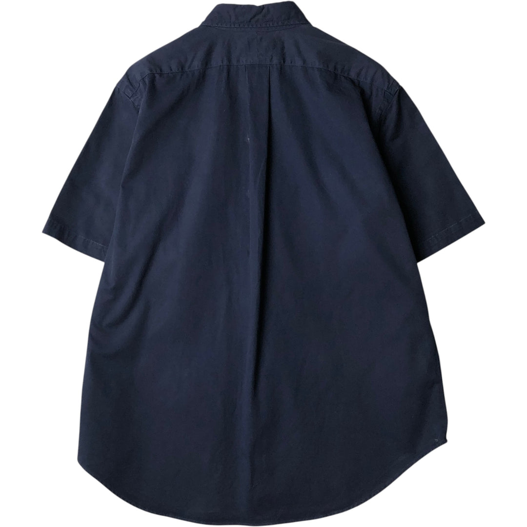 Ralph Lauren Classic Fit short sleeve button down shirt, men's size L cotton navy blue type Vintage Second Hand