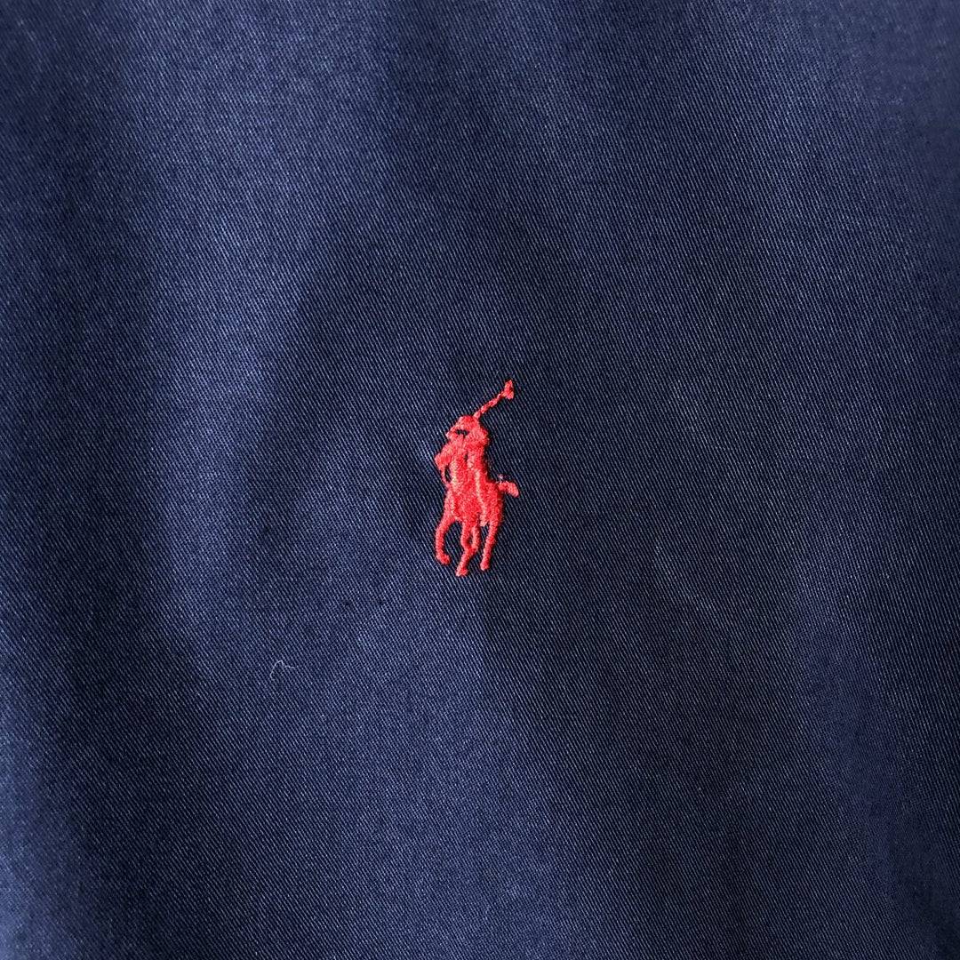Ralph Lauren Classic Fit short sleeve button down shirt, men's size L cotton navy blue type Vintage Second Hand