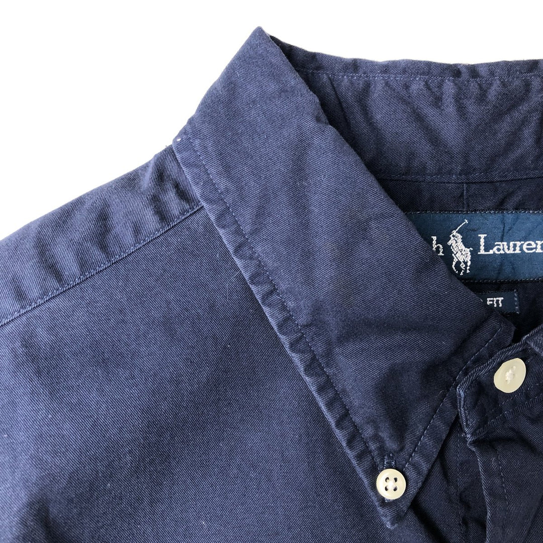 Ralph Lauren Classic Fit short sleeve button down shirt, men's size L cotton navy blue type Vintage Second Hand