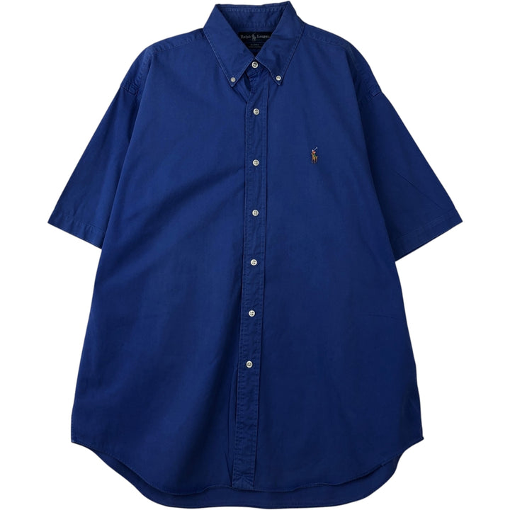 Ralph Lauren BLAKE short sleeve button down shirt, men's size L cotton blue type Vintage Second Hand