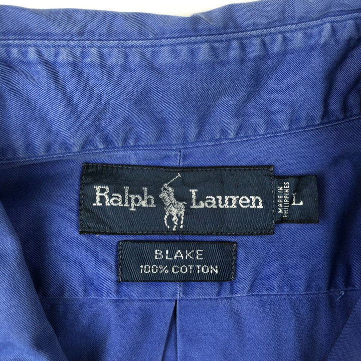 Ralph Lauren BLAKE short sleeve button down shirt, men's size L cotton blue type Vintage Second Hand
