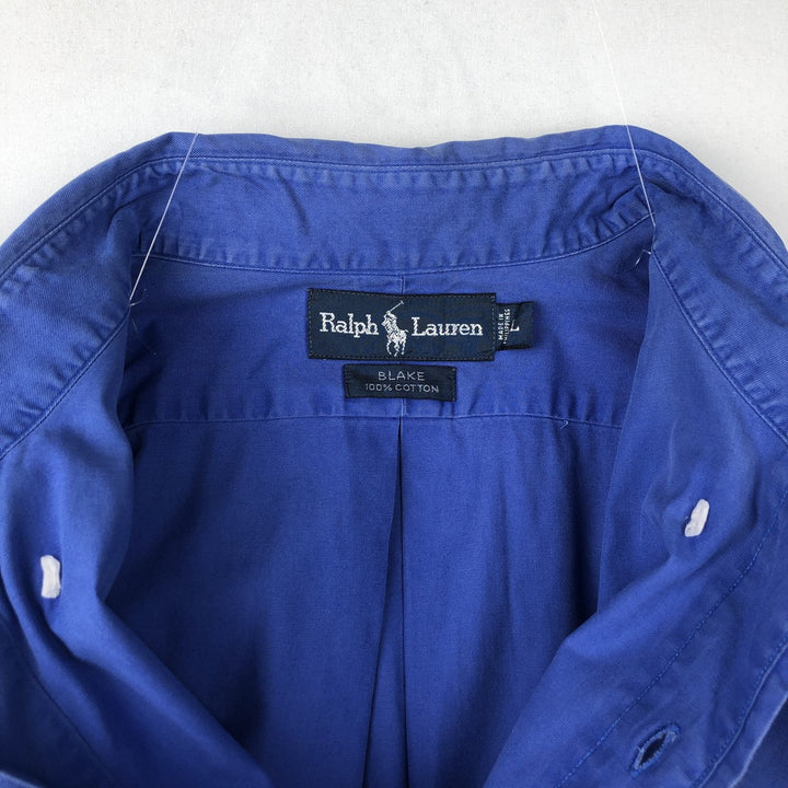 Ralph Lauren BLAKE short sleeve button down shirt, men's size L cotton blue type Vintage Second Hand