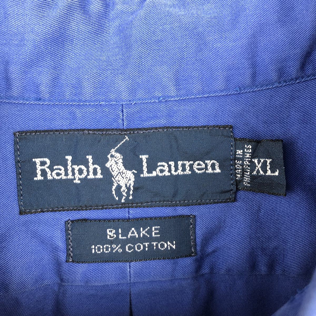 Ralph Lauren BLAKE short sleeve button down shirt, men's XL size cotton blue type Vintage Second Hand