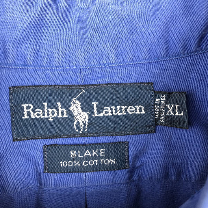 Ralph Lauren BLAKE short sleeve button down shirt, men's XL size cotton blue type Vintage Second Hand