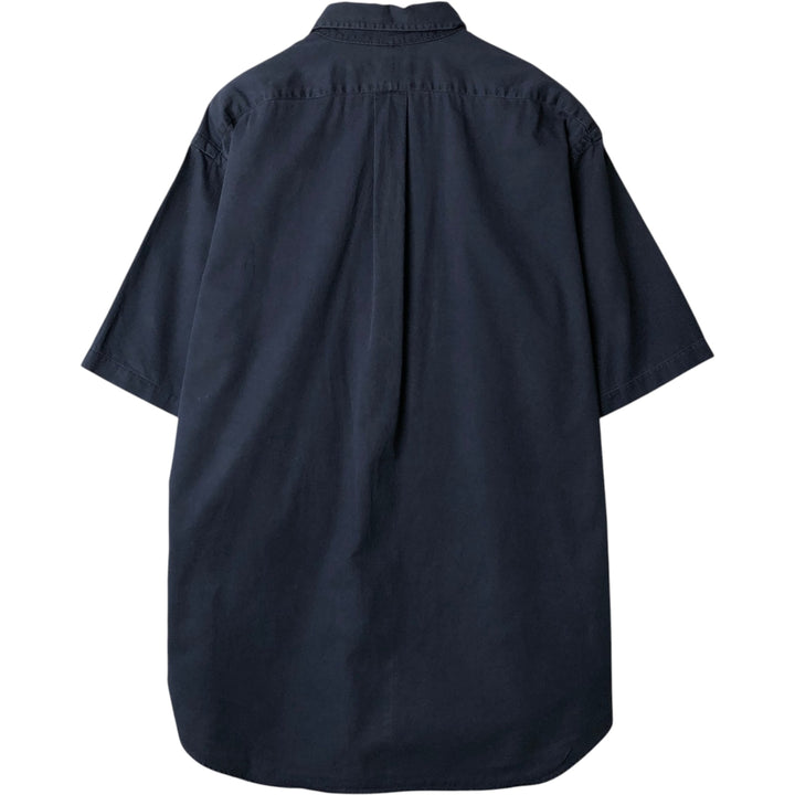 Ralph Lauren short sleeve button down shirt, men's size L cotton navy blue type Vintage Second Hand