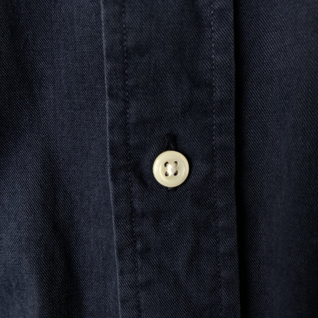 Ralph Lauren short sleeve button down shirt, men's size L cotton navy blue type Vintage Second Hand