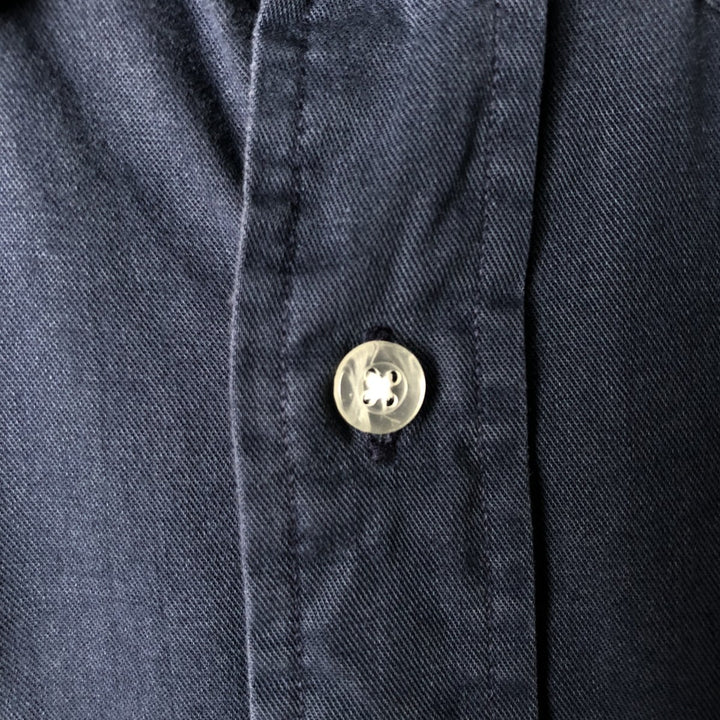 Ralph Lauren short sleeve button down shirt, men's size L cotton navy blue type Vintage Second Hand