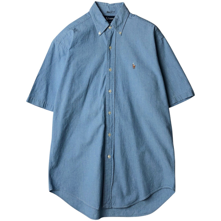 Ralph Lauren BLAIRE Short-Sleeve Button-Down Chambray Shirt, Men's Size S (approx.) cotton Blue type light blue Vintage Second Hand