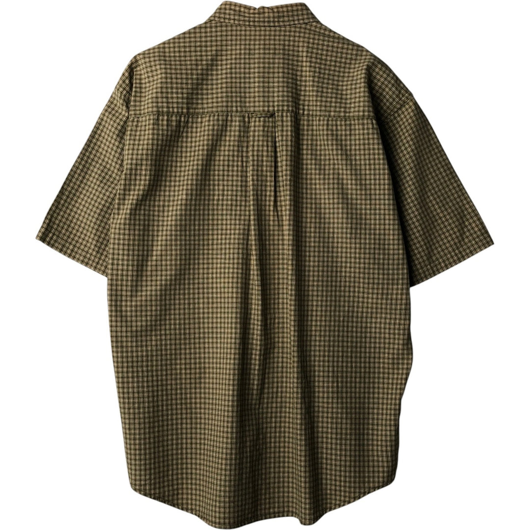 1990'S Eddie Bauer Short-Sleeve Button-Down Check Shirt, Men's Size L (approx.), Vintage cotton green type yellow green Vintage Second Hand