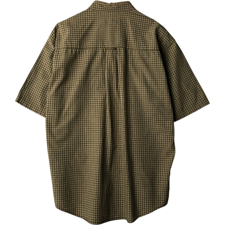 1990'S Eddie Bauer Short-Sleeve Button-Down Check Shirt, Men's Size L (approx.), Vintage cotton green type yellow green Vintage Second Hand