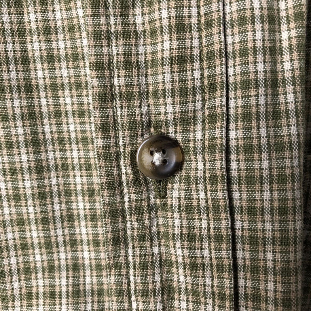 1990'S Eddie Bauer Short-Sleeve Button-Down Check Shirt, Men's Size L (approx.), Vintage cotton green type yellow green Vintage Second Hand