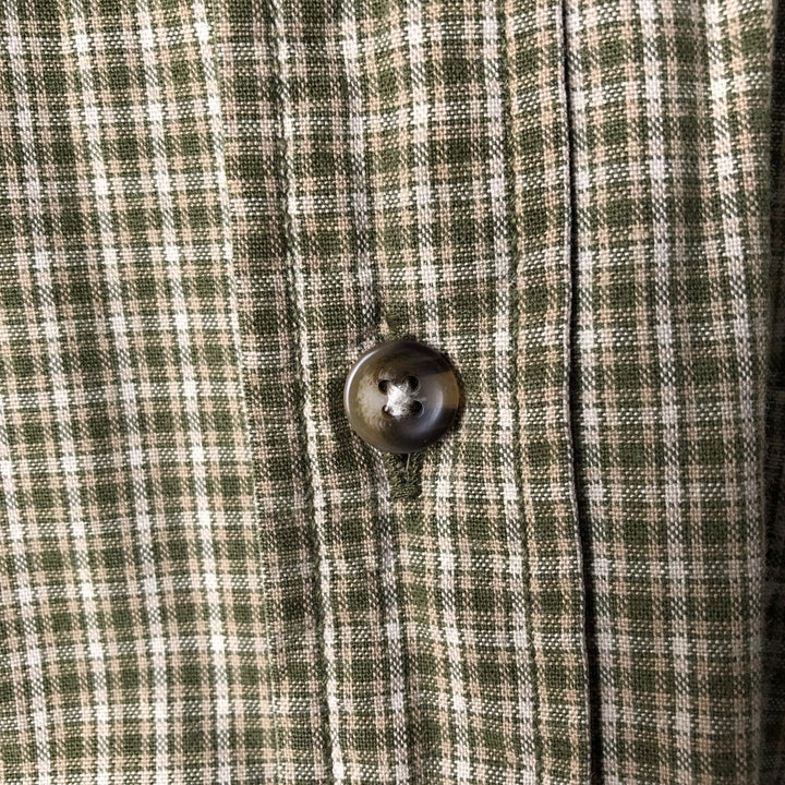 1990'S Eddie Bauer Short-Sleeve Button-Down Check Shirt, Men's Size L (approx.), Vintage cotton green type yellow green Vintage Second Hand