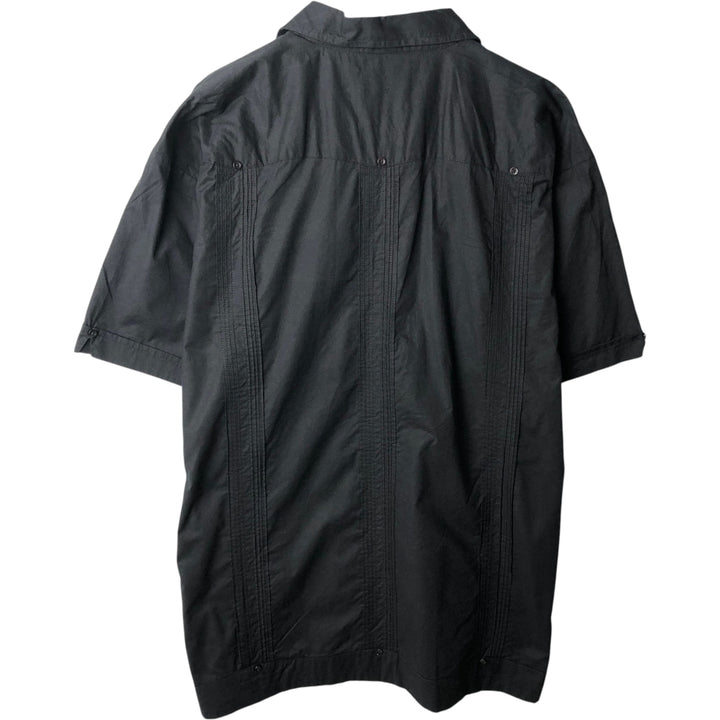 Steve & Barries Short-Sleeve Open-Collar Mexican Shirt, Cuban Shirt, Boxy Shirt, Men's Size XL (approx.) cotton black type Vintage Second Hand