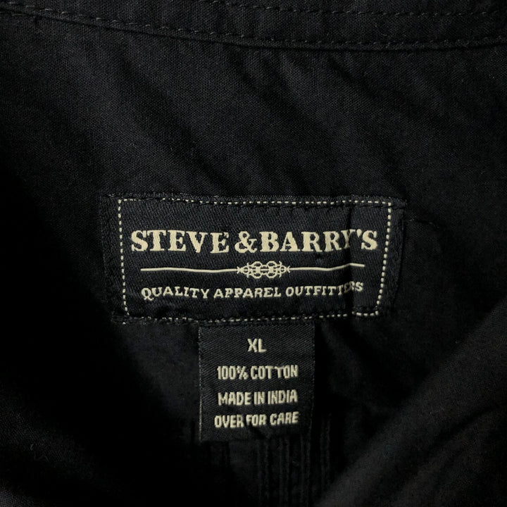 Steve & Barries Short-Sleeve Open-Collar Mexican Shirt, Cuban Shirt, Boxy Shirt, Men's Size XL (approx.) cotton black type Vintage Second Hand
