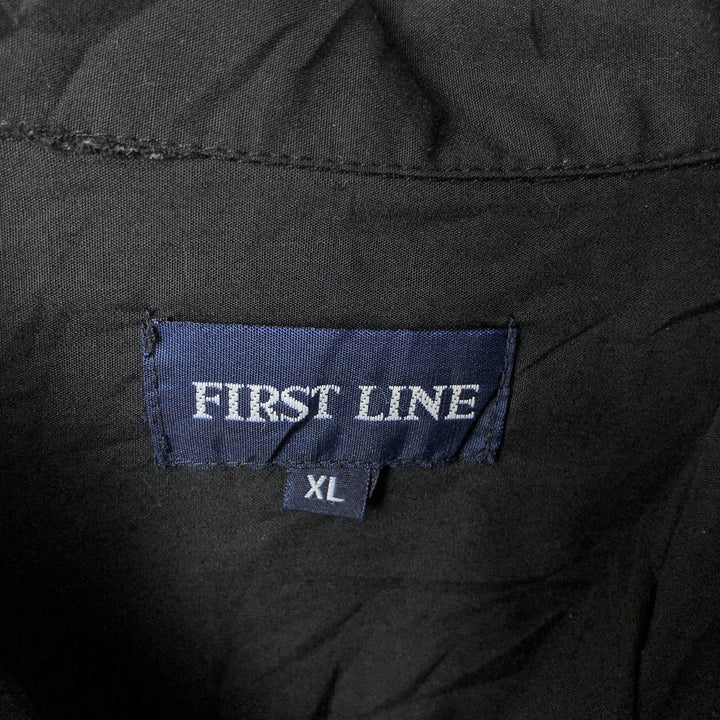 FIRST LINE Short-Sleeve Open-Collar Mexican Shirt, Cuban Shirt, Boxy Shirt, Men's Size XL (approx.) polyester black type Vintage Second Hand