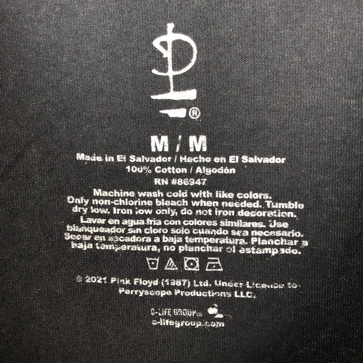 PINK FLOYD Pink Floyd Band T-shirt Band T Men's M size cotton black type Vintage Second Hand