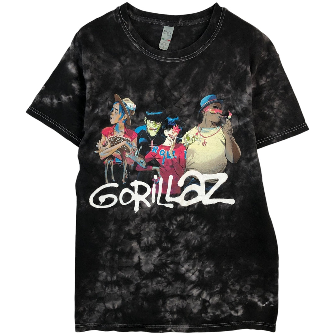 M and O GOLD GORILLAZ Tie-dye Pattern Band T-shirt (Men's Size S) cotton black type Vintage Second Hand
