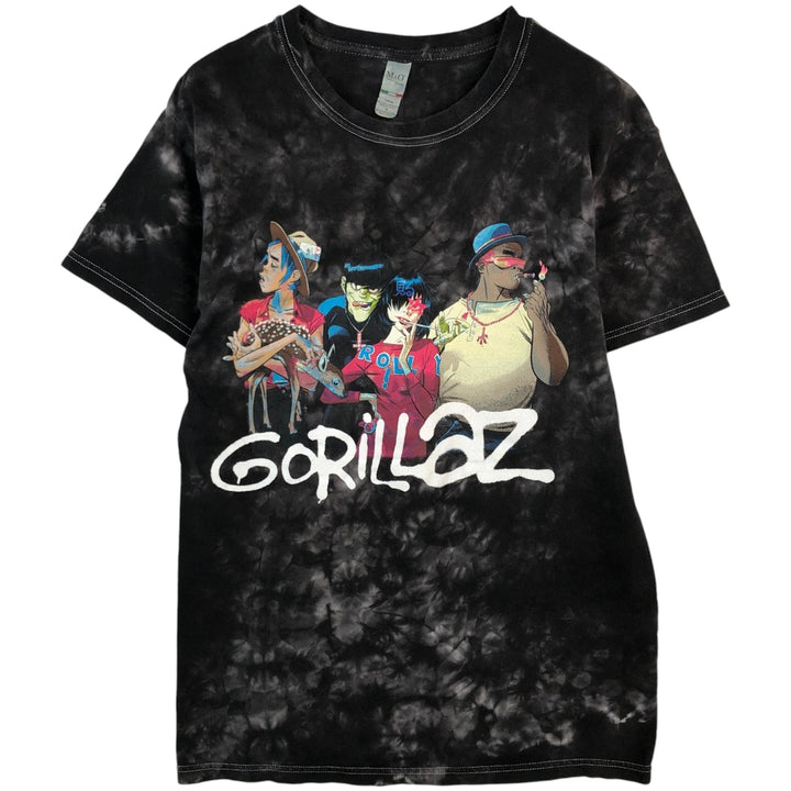 M and O GOLD GORILLAZ Tie-dye Pattern Band T-shirt (Men's Size S) cotton black type Vintage Second Hand