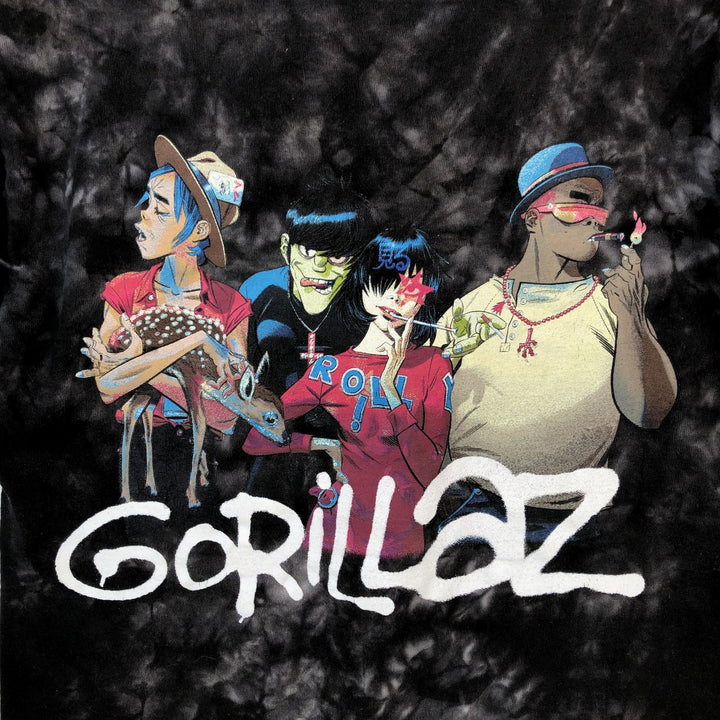 M and O GOLD GORILLAZ Tie-dye Pattern Band T-shirt (Men's Size S) cotton black type Vintage Second Hand