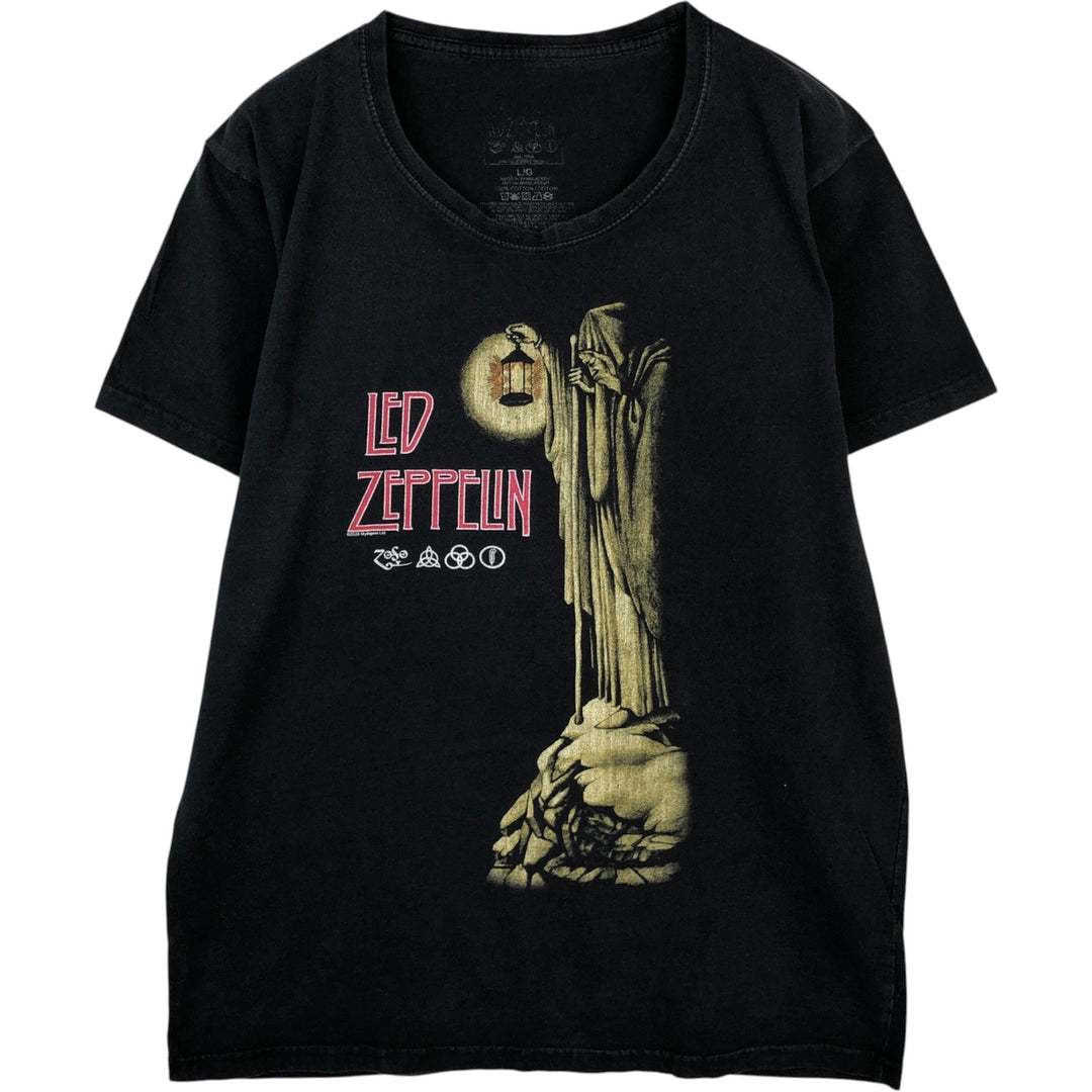 LED ZEPPELIN Led Zeppelin Band T-shirt Band T Men's L size cotton black type Vintage Second Hand