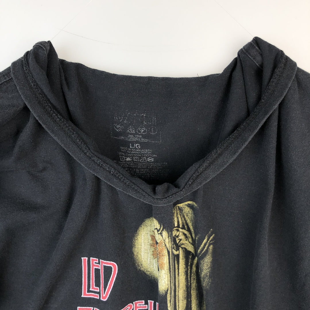 LED ZEPPELIN Led Zeppelin Band T-shirt Band T Men's L size cotton black type Vintage Second Hand