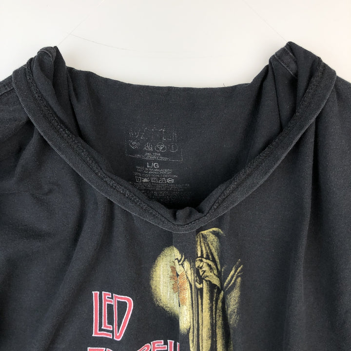LED ZEPPELIN Led Zeppelin Band T-shirt Band T Men's L size cotton black type Vintage Second Hand