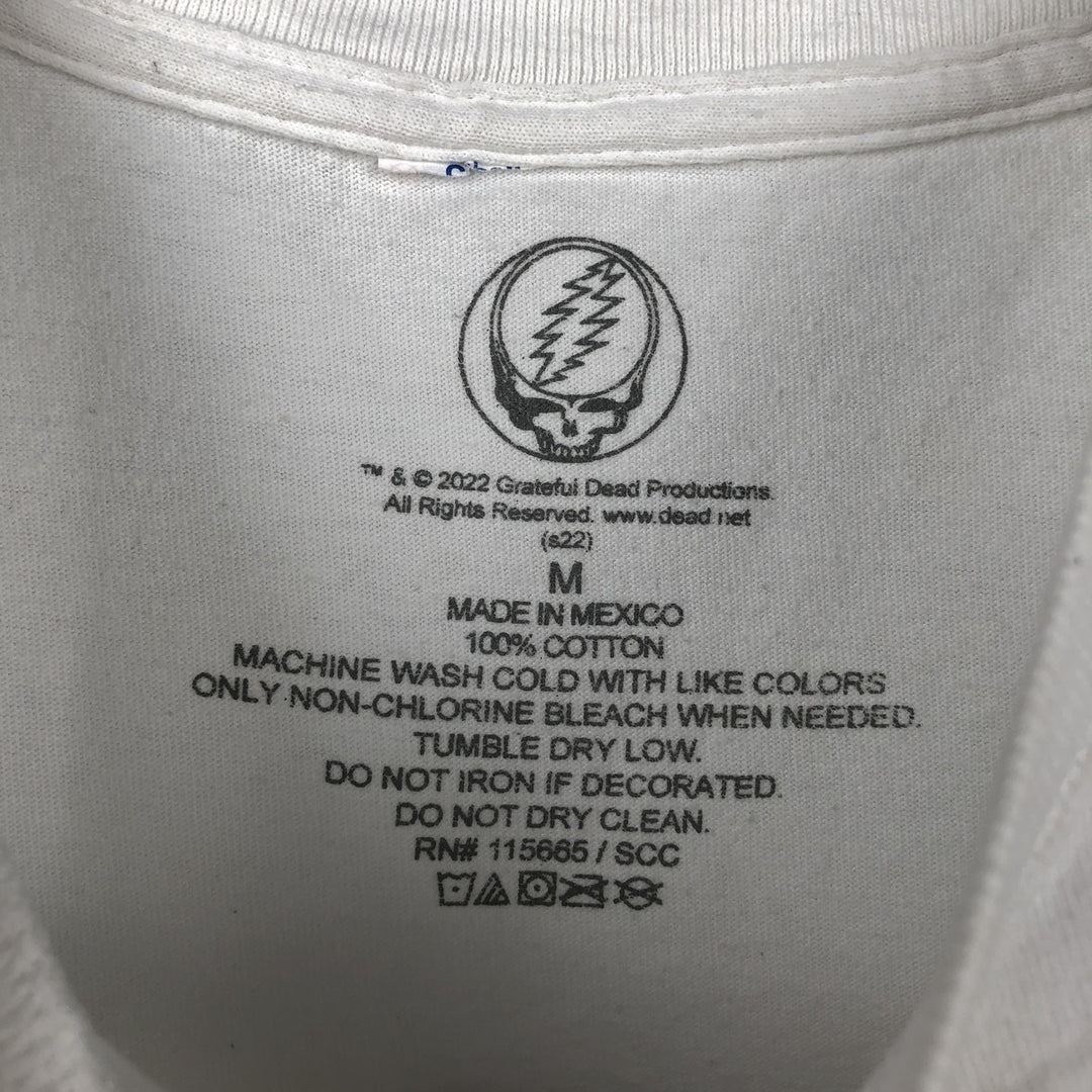 GRATEFUL DEAD Skull Pattern Band T-shirt Band Tee Men's M size cotton white type Vintage Second Hand