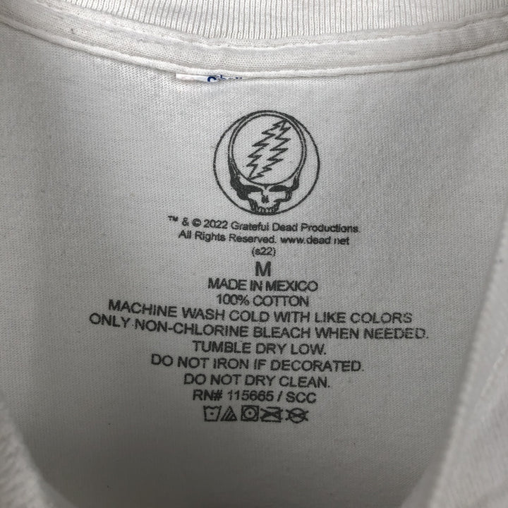 GRATEFUL DEAD Skull Pattern Band T-shirt Band Tee Men's M size cotton white type Vintage Second Hand