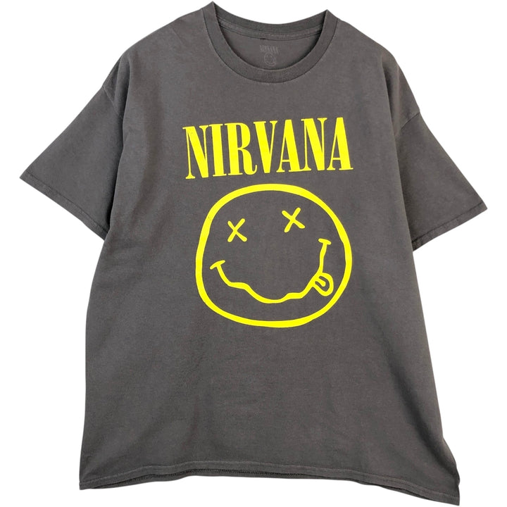 NIRVANA Print Band T-Shirt (Men's XL equivalent) unclear Khaki type beige Vintage Second Hand