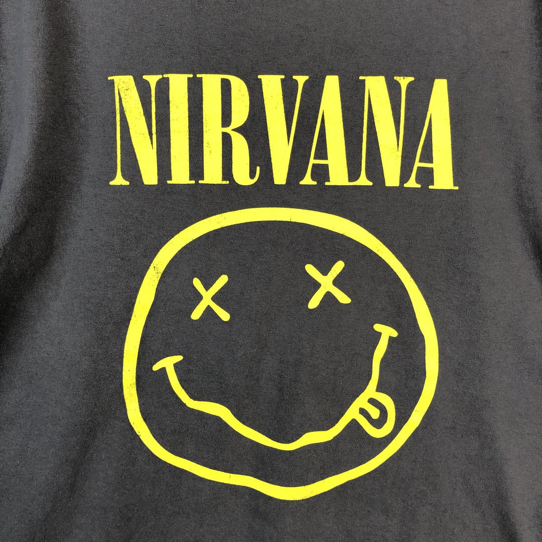 NIRVANA Print Band T-Shirt (Men's XL equivalent) unclear Khaki type beige Vintage Second Hand