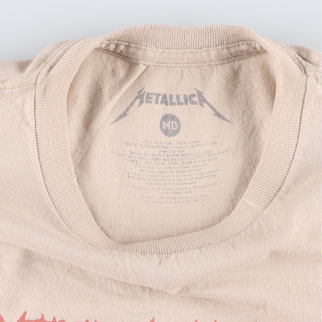 METALLICA Skull Pattern Band T-shirt Band Tee Men's M size cotton Beige type Vintage Second Hand