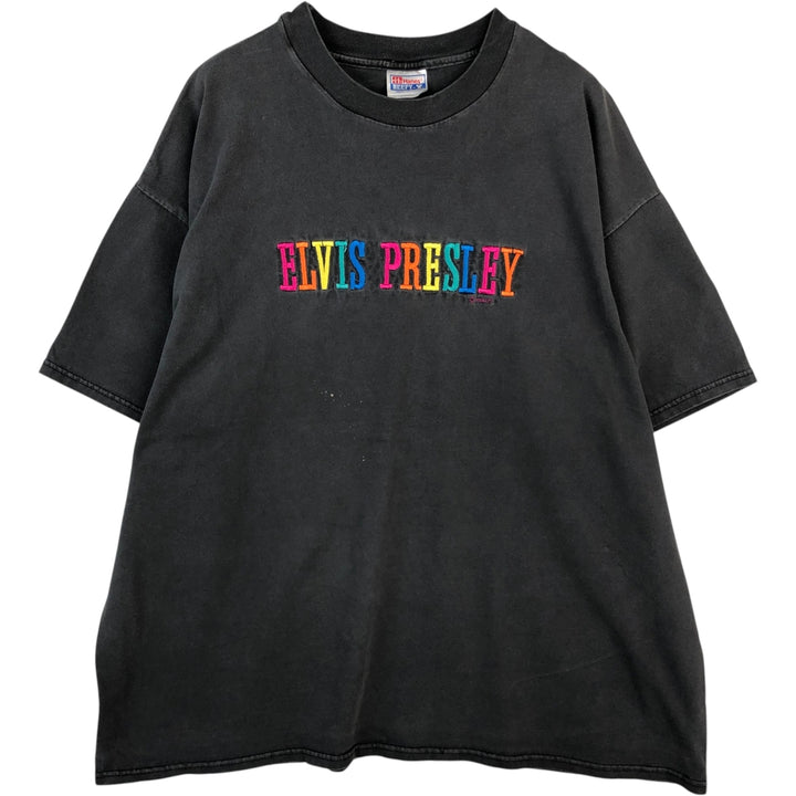 90s-00'S Hanes Elvis Presley Band T-shirt, Made in USA, Men's XXL equivalent, Vintage cotton Charcoal Vintage Second Hand