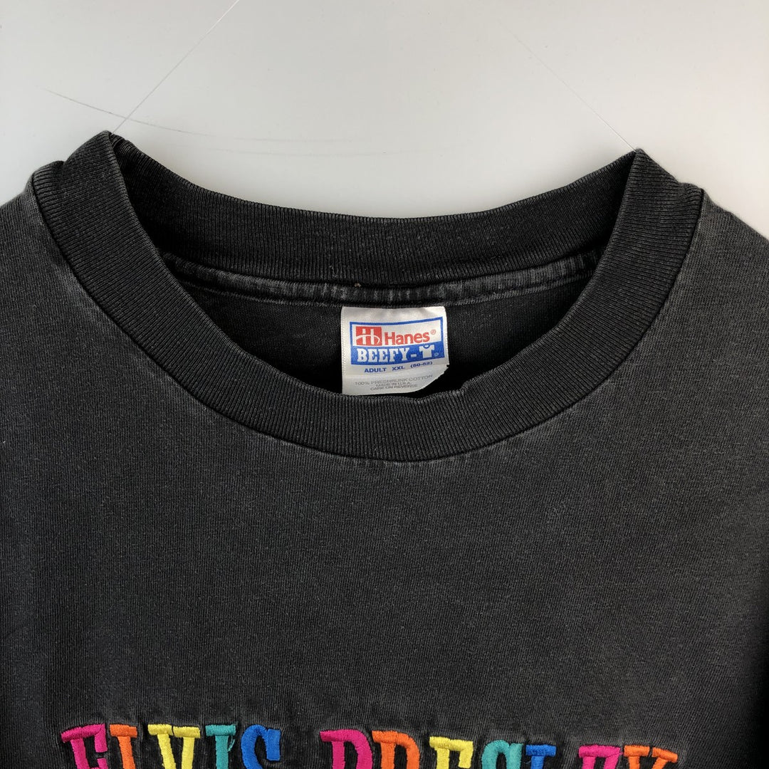 90s-00'S Hanes Elvis Presley Band T-shirt, Made in USA, Men's XXL equivalent, Vintage cotton Charcoal Vintage Second Hand