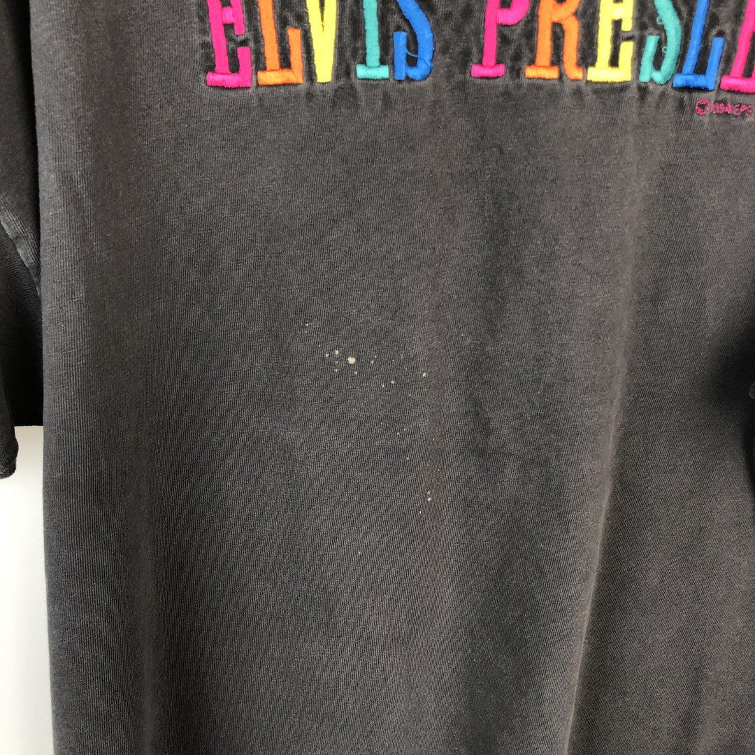 90s-00'S Hanes Elvis Presley Band T-shirt, Made in USA, Men's XXL equivalent, Vintage cotton Charcoal Vintage Second Hand