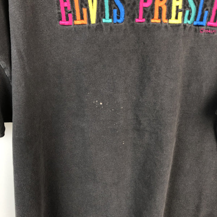 90s-00'S Hanes Elvis Presley Band T-shirt, Made in USA, Men's XXL equivalent, Vintage cotton Charcoal Vintage Second Hand