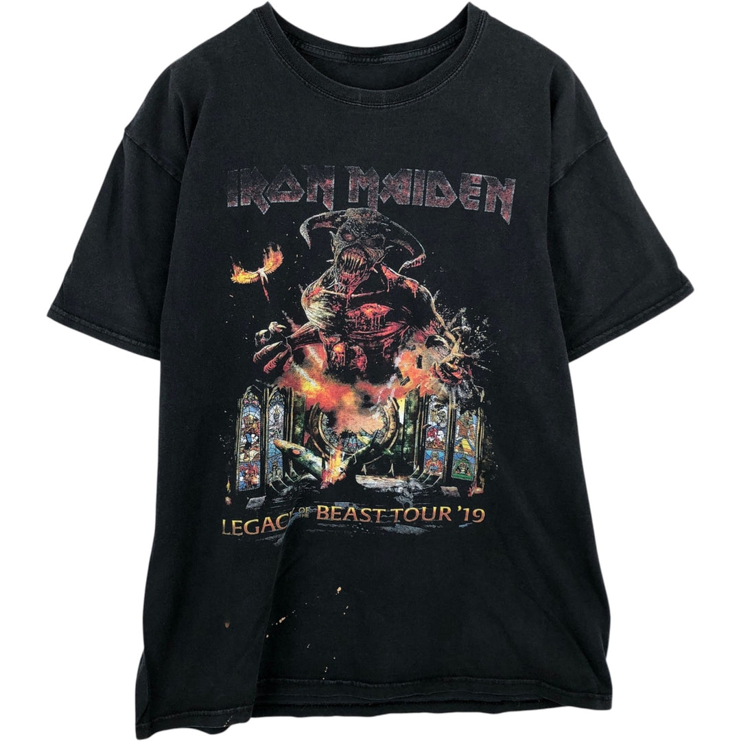 IRON MAIDEN Iron Maiden Band T-shirt Band T Men's M size unclear black type Vintage Second Hand