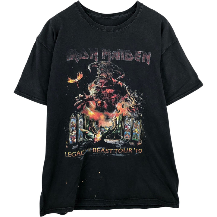 IRON MAIDEN Iron Maiden Band T-shirt Band T Men's M size unclear black type Vintage Second Hand