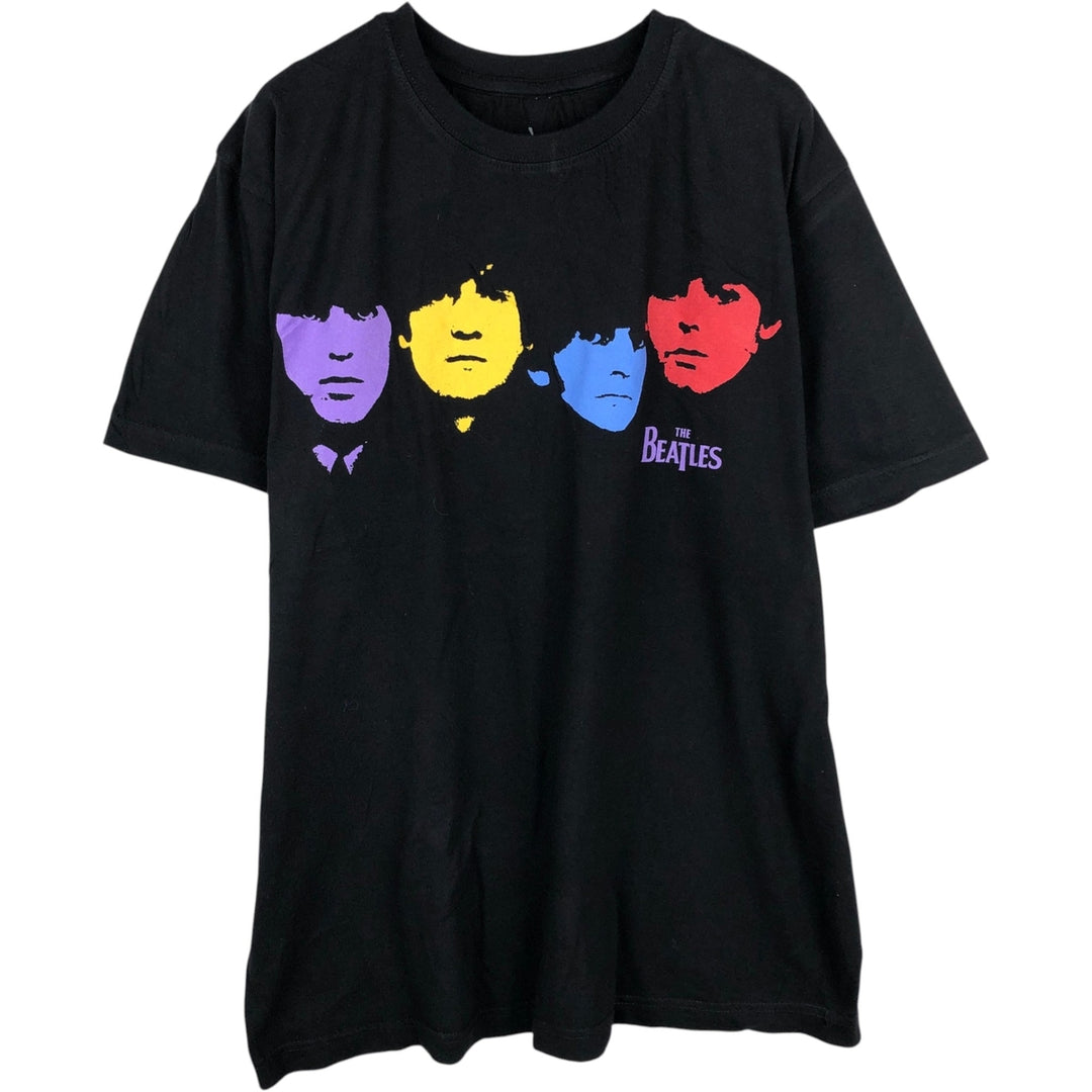 THE BEATLES Band T-shirt, Men's L size cotton black type Vintage Second Hand