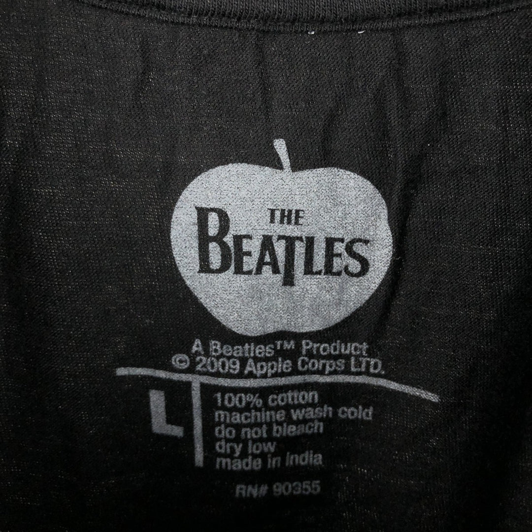 THE BEATLES Band T-shirt, Men's L size cotton black type Vintage Second Hand