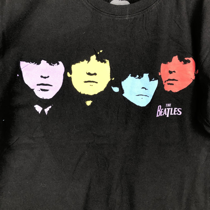 THE BEATLES Band T-shirt, Men's L size cotton black type Vintage Second Hand