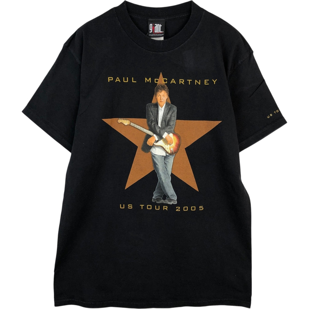 2000'S GIANT PAUL MCCARTNEY band t-shirt, men's size L (approx.) cotton black type Vintage Second Hand