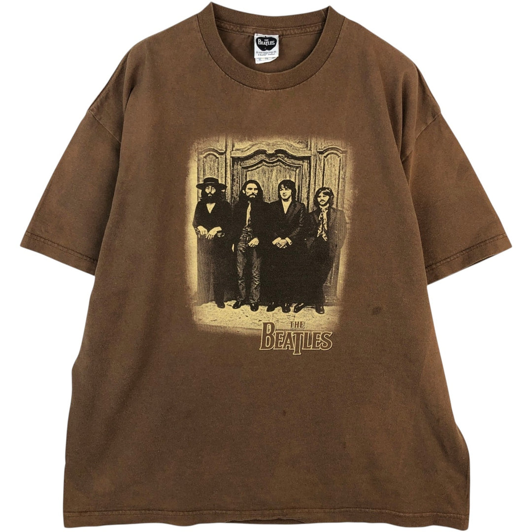 00's THE BEATLES Band T-shirt, Band T, Men's XL size cotton brown type Vintage Second Hand