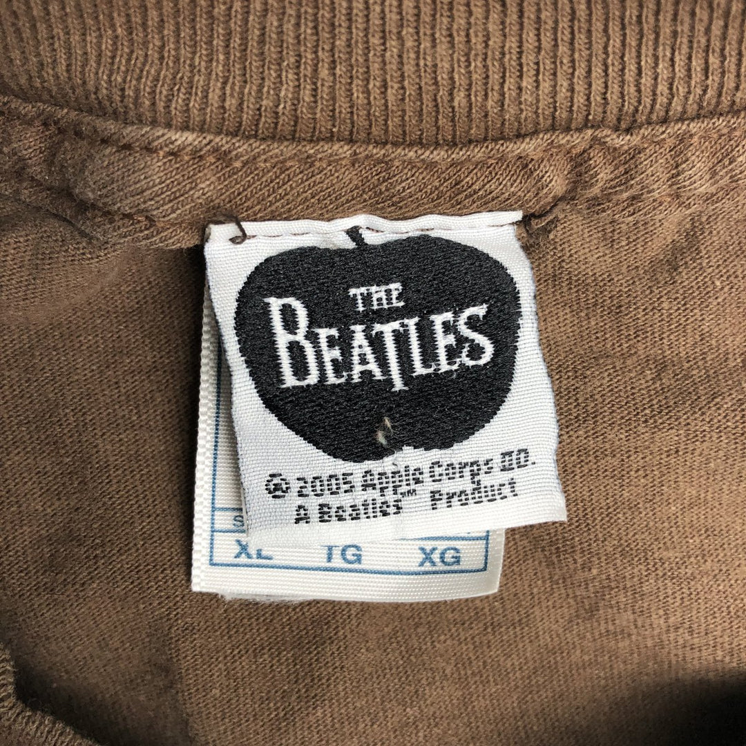 00's THE BEATLES Band T-shirt, Band T, Men's XL size cotton brown type Vintage Second Hand