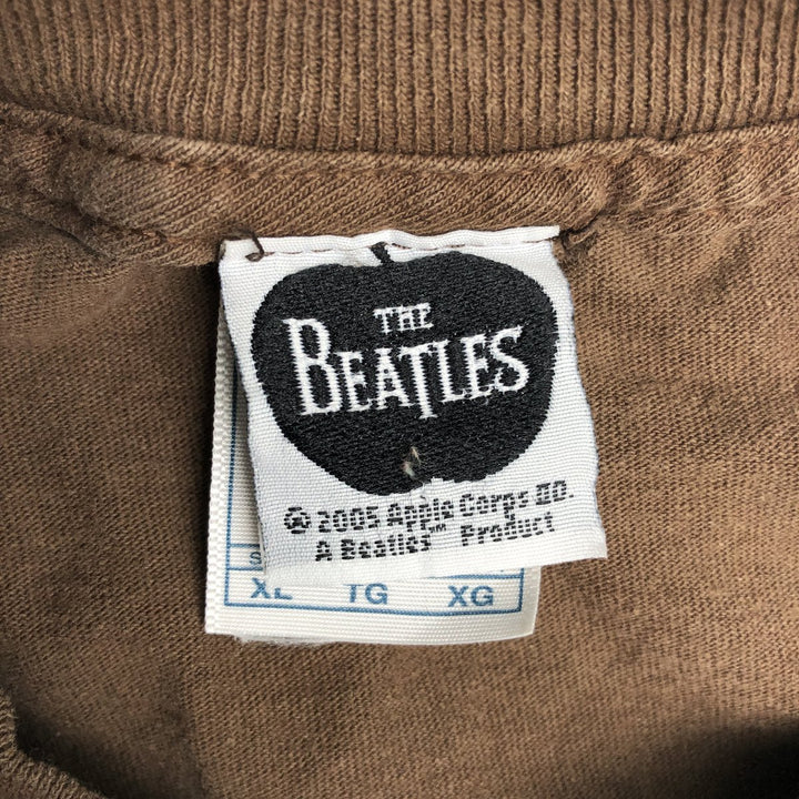 00's THE BEATLES Band T-shirt, Band T, Men's XL size cotton brown type Vintage Second Hand