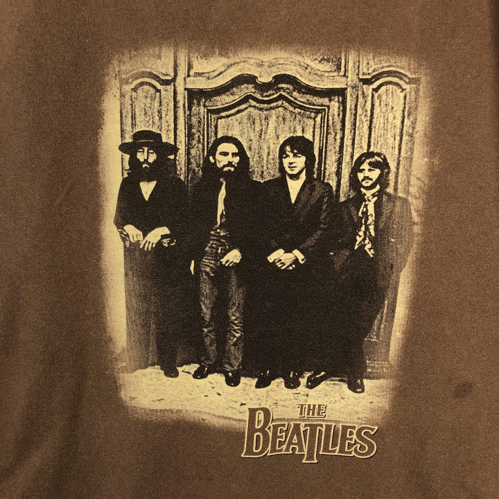 00's THE BEATLES Band T-shirt, Band T, Men's XL size cotton brown type Vintage Second Hand