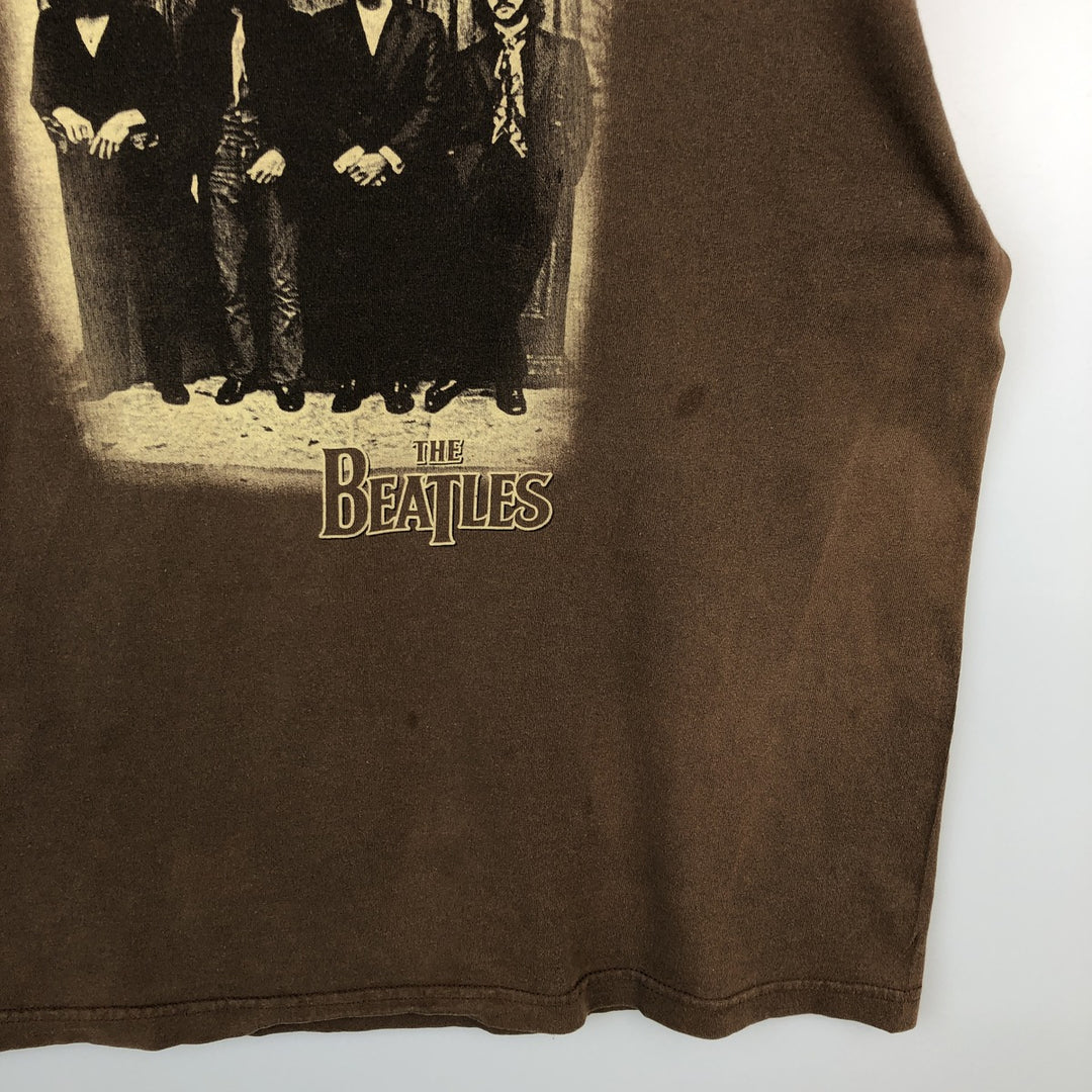 00's THE BEATLES Band T-shirt, Band T, Men's XL size cotton brown type Vintage Second Hand