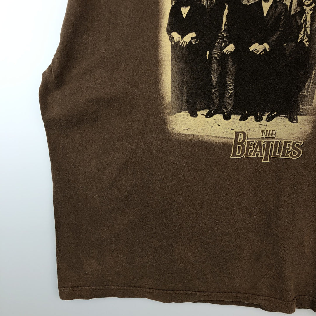 00's THE BEATLES Band T-shirt, Band T, Men's XL size cotton brown type Vintage Second Hand