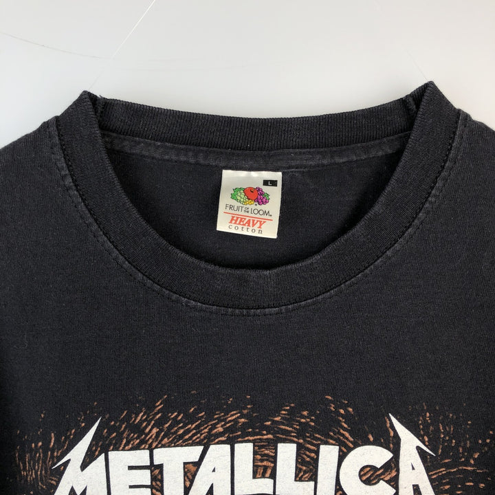 Fruit of the Loom Metallica Band T-shirt Band Tee Men's L size cotton black type Vintage Second Hand