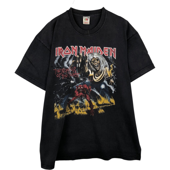 Fruit of the Loom Iron Maiden Band T-Shirt, Men's XL cotton black type Vintage Second Hand